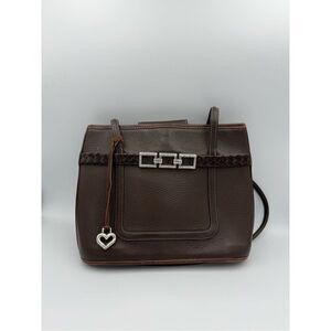 Brighton Collection Womens Brown Mixed Leather Hobo Shoulder Bag Tote Purse